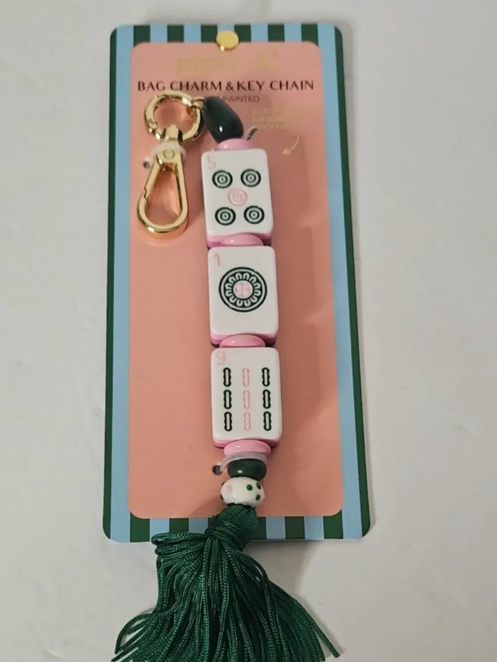 Piper K Whimsical Mahjong Game Tile Keychain & Bag Charm NWT